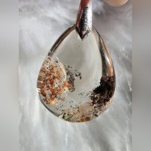 Garden Quartz Teardrop Pendant. Sterling Silver Crystal Jewlery.